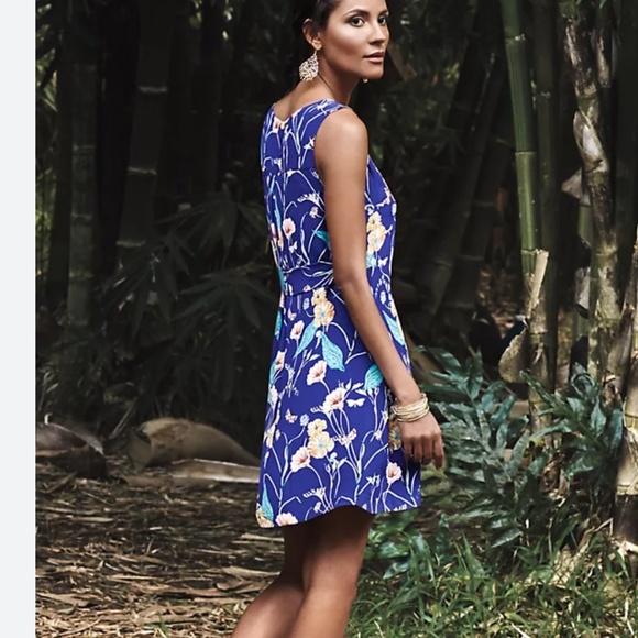 ANTHROPOLOGIE HD in Paris Hidden Isle Silk Floral Print Dress 10 - Picture 2 of 14